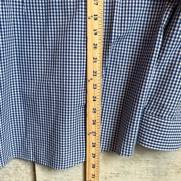 Chaps Ralph Lauren Blue Gingham Crest Button Up Shirt Sz XL Dress or Casual - Picture 14 of 15